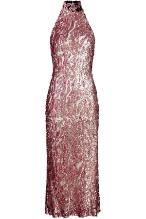 LAPOINTE Abito midi con paillettes e scollo all