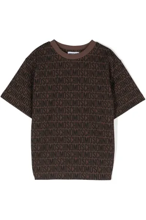Moschino T-shirt crop con logo jacquard