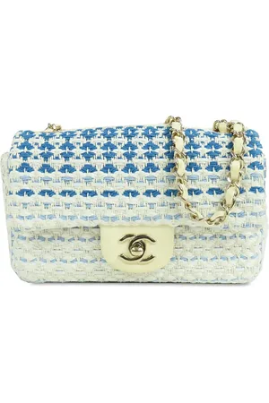CHANEL Borsa a spalla Rectangular Single Flap mini in cotone 2019