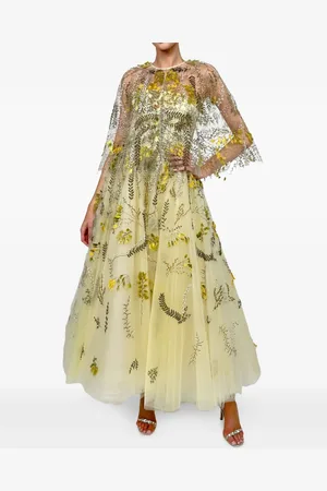 MONIQUE LHUILLIER Abito con ricamo a fiori