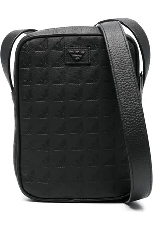 Emporio Armani Borsa messenger con logo goffrato