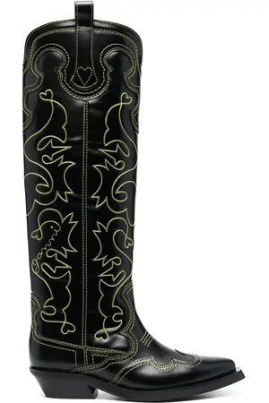 Ganni Stivali Western con ricamo 40mm