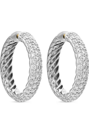 David Yurman Orecchini a cerchio DY Mercer in sterling con diamanti (25.4mm)