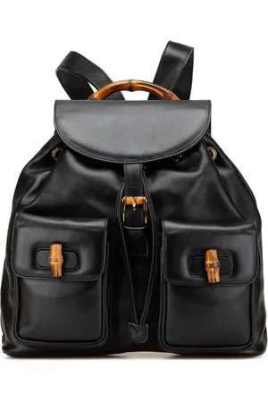 Gucci Zaino in pelle di vitello e bamb?? con coulisse XX secolo