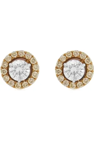 HYT Jewelry Orecchini a bottone in giallo e bianco 18 carati con diamanti