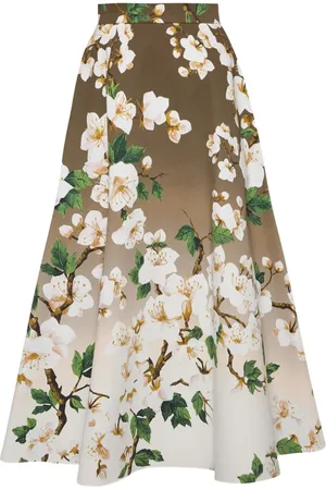 Oscar de la Renta Gonna in popeline con stampa