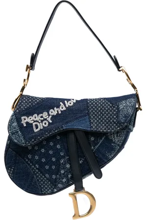 Dior Borsa a spalla Love and Peace Saddle denim con design patchwork 2018