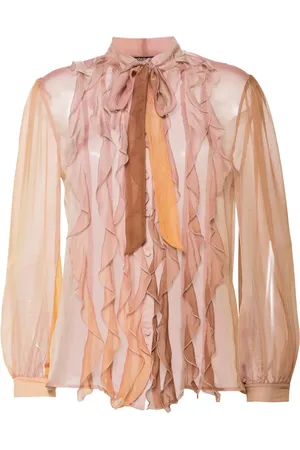 Roberto Cavalli Camicia semi trasparente con ruches