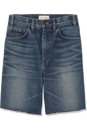 NILI LOTAN Shorts denim con effetto vissuto