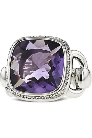 POIRAY Anello Indrani in oro bianco con diamanti e ametista anni 2010