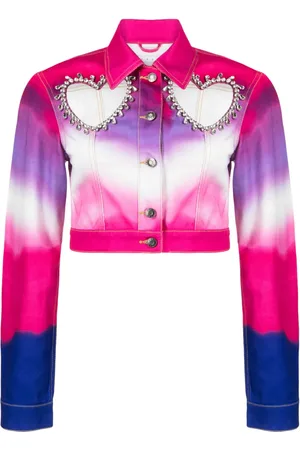 AREA Giacca denim Heart crop con dettaglio cut-out