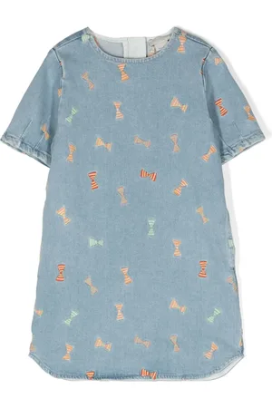 Stella McCartney Abito Striped Bow denim svasato