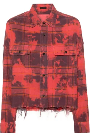 R13 Camicia a quadri crop