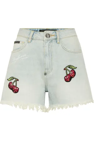 Philipp Plein Shorts denim con ricamo