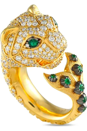 Gucci Anello Tiger in oro 18kt con tsavorite e diamanti