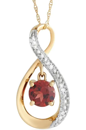 LB Exclusive Collana in giallo 14 carati con diamanti e granati