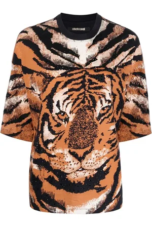 Roberto Cavalli Top con stampa Tiger