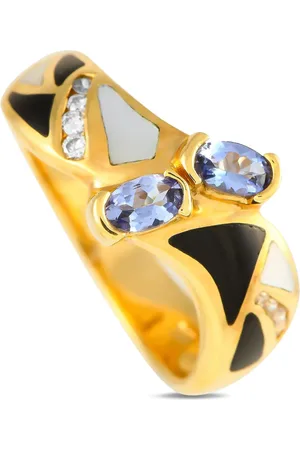 LB Exclusive Anello in giallo 14 carati con diamanti e tanzanite