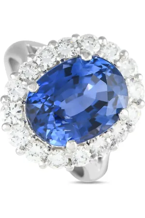 LB Exclusive Anello in oro bianco 18 carati con diamanti e zaffiro