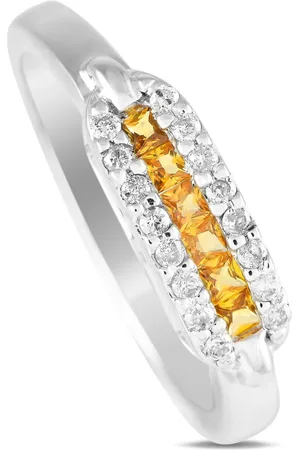 LB Exclusive Anello in oro bianco 14 carati con diamanti e zaffiro