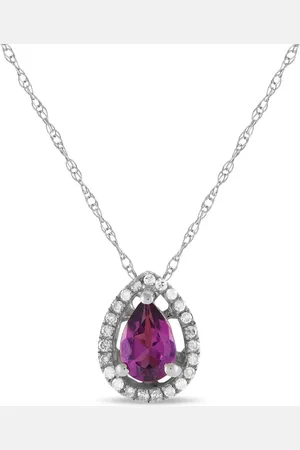 LB Exclusive Collana in oro bianco 14kt con diamanti e rodolite