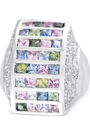 LB Exclusive Anello in oro bianco 18 carati con zaffiri e diamanti