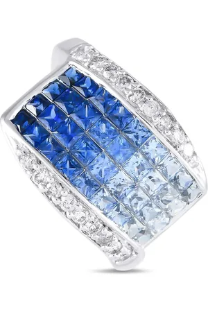 LB Exclusive Anello in oro bianco 14 carati con zaffiri e diamanti