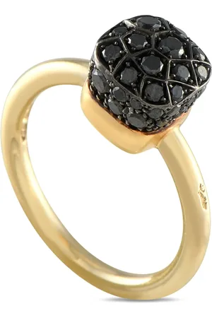 Pomellato Anello Nudo in giallo 18 carati con diamanti neri
