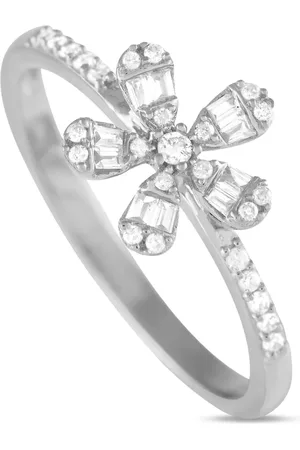 LB Exclusive Anello Flower in oro bianco 14 carati con diamanti
