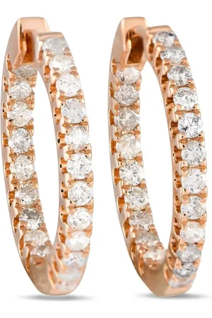 LB Exclusive Orecchini a cerchio Inside-Out in oro 14 carati con diamanti Pre-owned