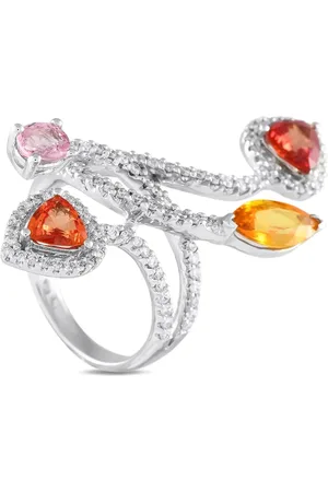 LB Exclusive Anello in oro bianco 18 carati con zaffiri e diamanti