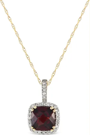 LB Exclusive Collana in giallo 14 carati con diamanti e granato