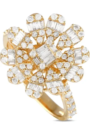 LB Exclusive Anello Flower in giallo 14 carati con diamanti