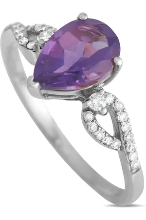 LB Exclusive Anello in oro bianco 14kt con ametista e diamanti