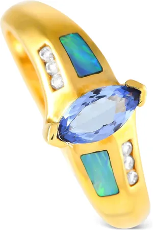 LB Exclusive Anello in giallo 14 carati con diamanti e tanzanite Pre-owned