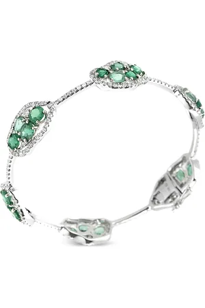LB Exclusive Bracciale rigido in oro bianco 18kt con smeraldi e diamanti