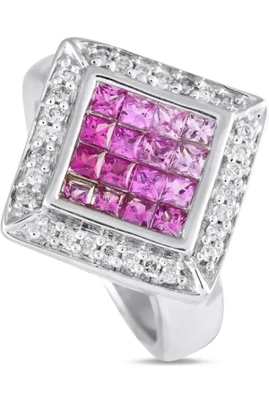 LB Exclusive Anello in oro bianco 14 carati con diamanti e zaffiro