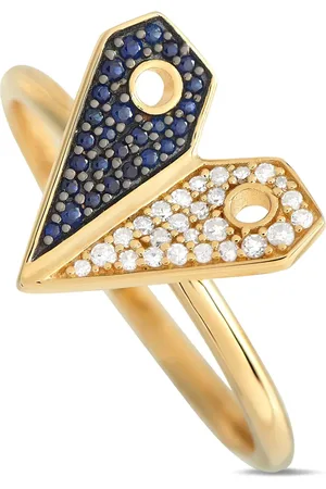 LB Exclusive Anello Heart in giallo 14 carati con zaffiri e diamanti