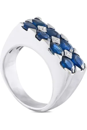 LB Exclusive Anello in oro bianco 18 carati con zaffiri e diamanti