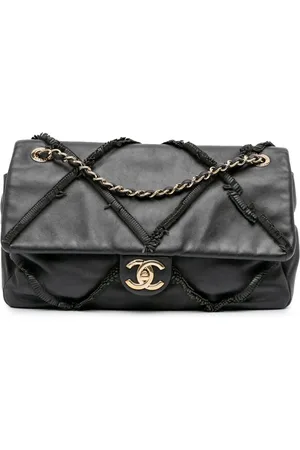 CHANEL Borsa a tracolla CC in pelle di agnello con frange e battente 2019