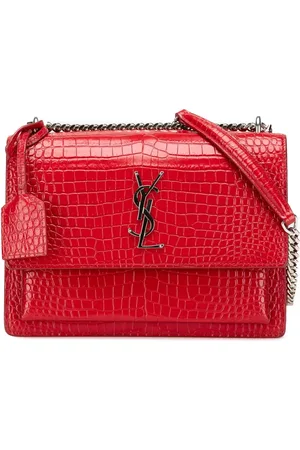 Saint Laurent Borsa a tracolla Sunset media in pelle goffrata effetto coccodrillo 2018