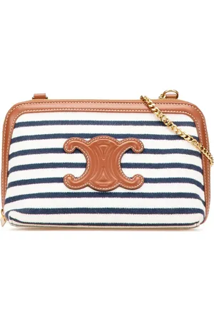 Céline Borsa a tracolla Triomphe Chain in tela a righe 2021