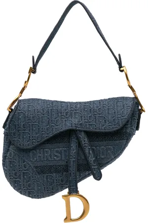 Dior Borsa a spalla Saddle in denim con ricamo e motivo Oblique 2019