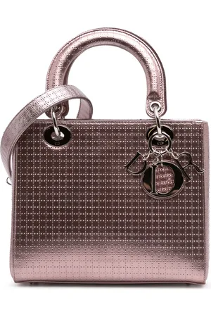 Dior Borsa a tracolla Lady Dior media metallizzata con finitura lucida e motivo Microcannage 2016