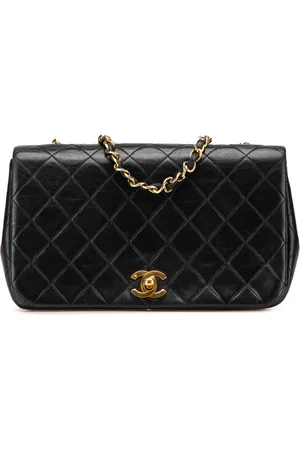 CHANEL Borsa a tracolla CC in pelle di agnello trapuntata con battente 1989-1991