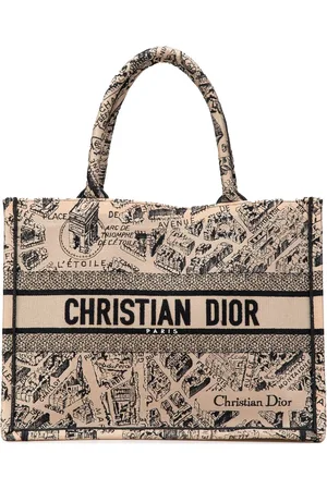 Dior Borsa tote media in tela con ricamo Plan de Paris Book 2023