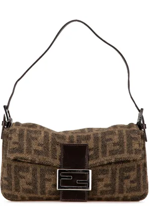 Fendi Borsa a spalla Baguette mini in lana con motivo Zucca 2010-2024