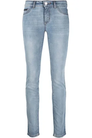 Philipp Plein Leggings denim con logo