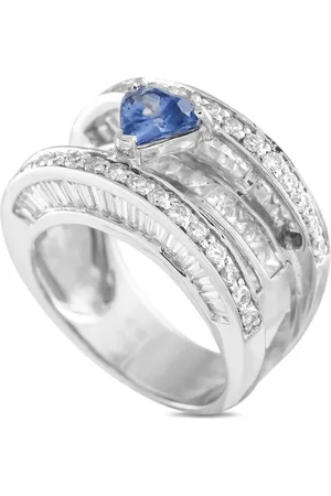 LB Exclusive Anello in oro bianco 18 carati con zaffiri e diamanti