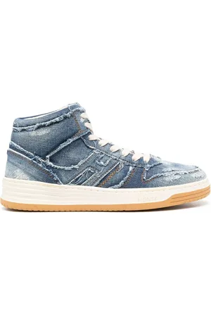 Hogan Sneakers alte denim con effetto vissuto